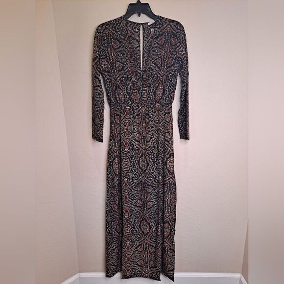 Three Eighty Two Maxi Gemma Deep V Maxi Dress Long Sleeves NWT Size Small - Picture 1 of 7